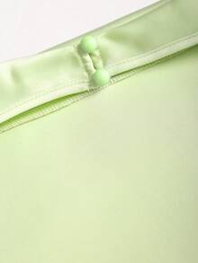 Sweetra 露背系带缎面纯色垂褶吊带优雅吊带衫 - 綠色 - 查看 6