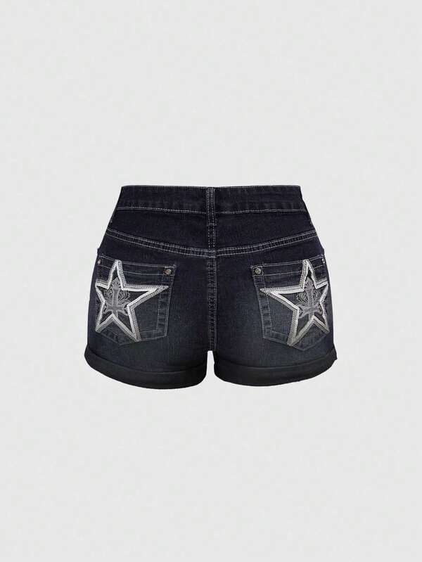 ROMWE Avant 女士Y2K星形低腰牛仔短裤
