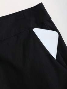 Sweetra Women's Slim Fit Elegant Office Wear Wide Leg Pants, Spring/Summer - Black - View 4