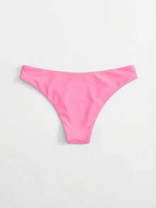 Swim Basics 女士纯色比基尼泳裤 - 粉色 - 查看 2