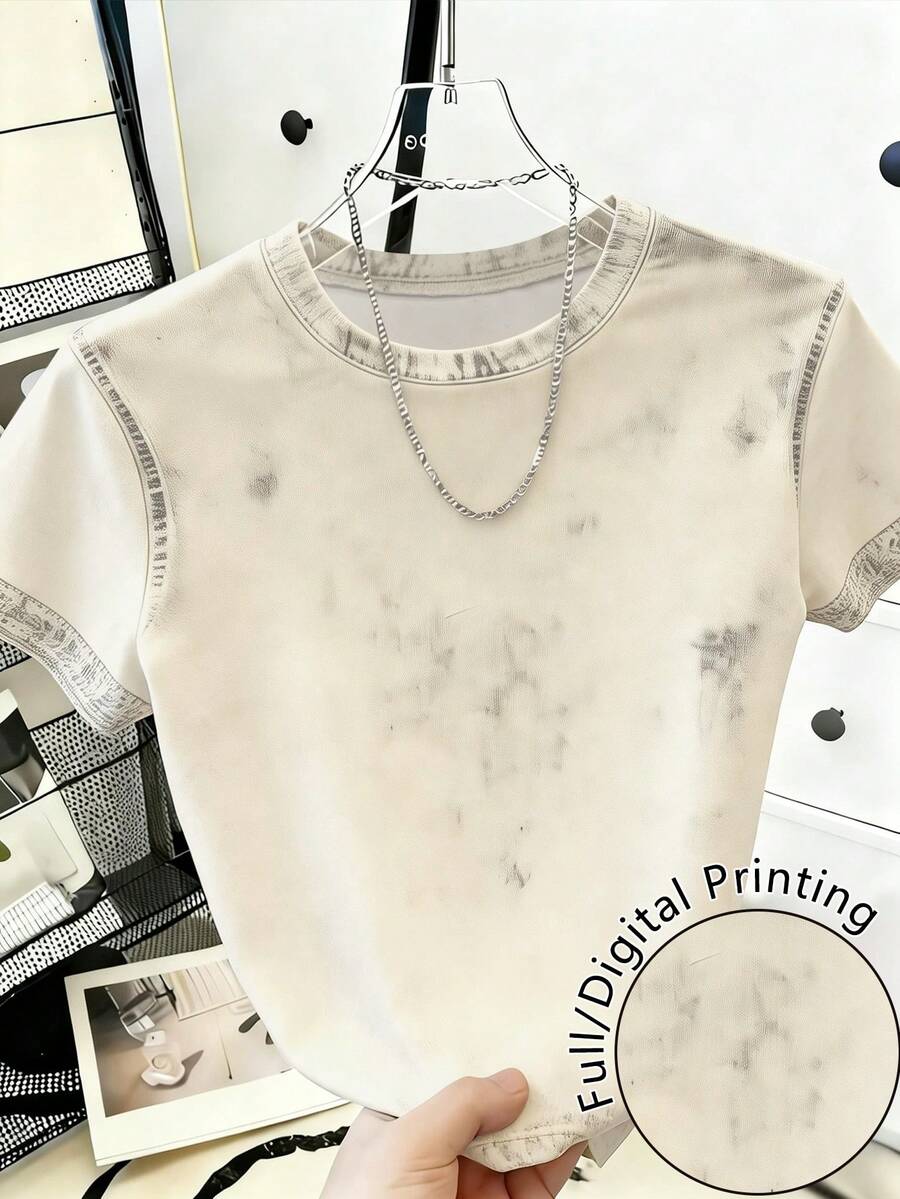 Resyla Áo thun nữ tay ngắn cổ tròn, kiểu dáng thường ngày, đa năng. - Nhiều màu - Xem 1