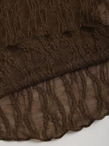 Sweetra Top corto tipo tubo con lazo y estampado texturizado - Marrón - Ver 4