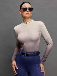 Activina Áo cưỡi ngựa dài tay ôm sát, kiểu ombre dành cho nữ - màu nâu - Xem 5
