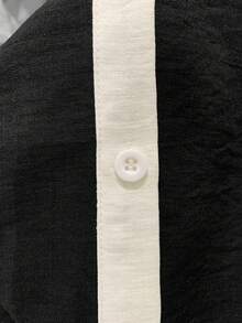 Balvessa Đầm dài nữ dáng rộng, phối nhiều mảnh vải, kiểu dáng thường ngày. - Đen và trắng - Xem 3