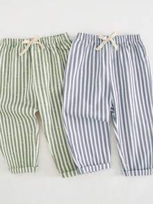 Cozy Pixies 2pcs Baby Boy Colorful Striped Elastic Waist Jogger Pants Set - Multicolor - View 7