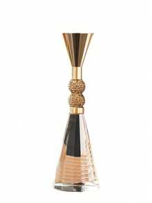 SHEIN 1 chân nến pha lê kim loại tối giản, chân nến trang trí cho bàn ăn hoặc phòng khách - Hoa hồng vàng - Xem 10