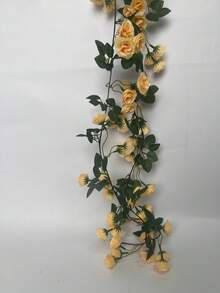 1件/2件 69头人造玫瑰藤蔓花环装饰花卉悬挂花园工艺品玫瑰常春藤植物，适用于婚礼拱门布置、情人节、礼物、生日毕业典礼 - 香檳色 - 查看 4
