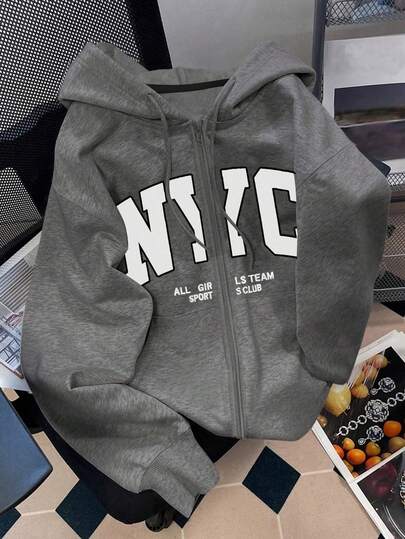 Franclia Sudadera casual para mujer, diseño minimalista con estampado de letras, con un toque elegante, adecuada para uso diario, actividades al aire viajes, para otoño