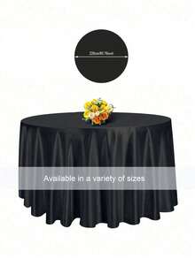 1件黑色圆形桌布，纯色光滑面料，适用于婚礼、生日派对、宴会、聚会、活动、年会、家居装饰、房间装饰、餐桌装饰、餐厅装饰，丝滑柔顺，可水洗，是节日庆典的理想之选。 - 黑色 - 查看 9