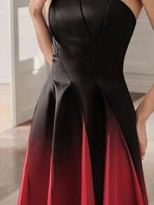Elegant Fashion New Gradient Strapless Dress, Waist-Cinching Slimming Party Dress, Black Dress, Suitable For Summer Outfits, Parties, Dates, And Vacations - Red - View 6