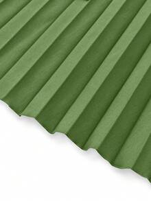 Modelyn Fashionable Commuter Solid Color Asymmetrical Patchwork Pleated Skirt - Green - View 5