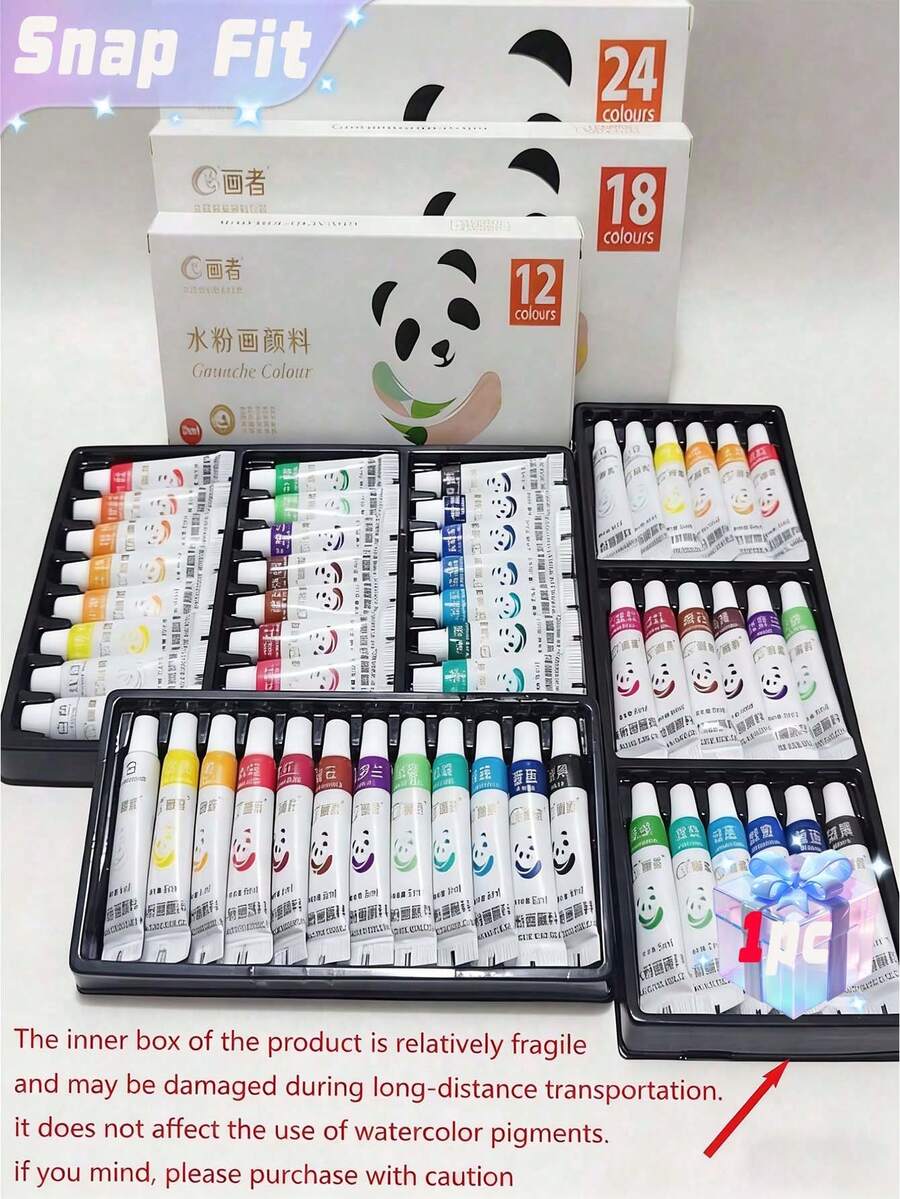 画家水彩颜料 - 24 色水彩颜料套装,防漏密封包装,0.17/5ml-12/18/24 颜色,适用于帆布、织物、岩石、玻璃、墙面陶瓷和木材项目 - 非常适合为艺术用品和装饰品着色 - 5ml水粉顏料 - 查看 1