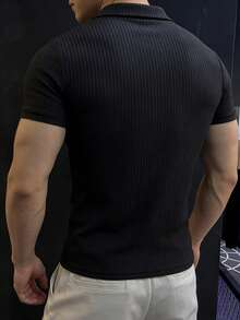 GymBeat Men's Wing Print Short Sleeve Sports Polo T-Shirt - Black - View 2