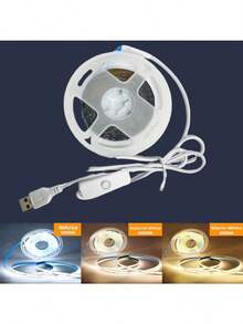 1 PC LED COB Strip Light 5V With Touch Sensor For Dimmable Brightness Control, Available In Warm Light / White Light / Natural Light. DIY Strip Light 1M-5M For Bedroom, Wardrobe, Office, Corridor, Stairs, Kitchen, Hallway, DIY-Shaped Lighting. - Touch - View 2