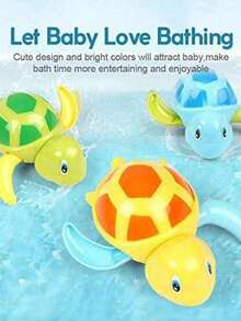 3pcs Funny Swimming Turtle Bath Toys - Perfect Gift For Toddlers, Children's Bath Toys: Wind-Up Swimming Turtle, Suitable For Boys & Girls Baby Bathroom Pool Water Play Toys, Stress Relief Toys, Sensory Toys, Newborn Games, Shower Bathtub Toys, Birthday Gifts For Over 18 Months - Multicolor - View 6