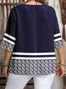 EMERY ROSE Women's Striped Geometric Print Shirt - Multicolor - View 2