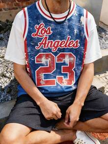 Aesthetic Post 男士撞色圆领字母印花休闲短袖T恤 - 彩色 - 查看 1