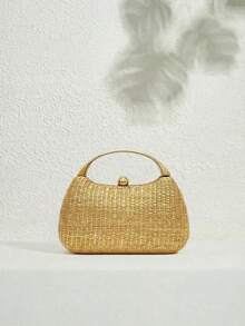 SHECARRY 女士手提包，精美假日编织包 - 杏色 - 查看 5