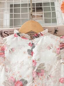 Genkimix Kids Đầm không tay xếp ly in hoa hồng mùa xuân/hè 2025 cho bé gái, khóa kéo phía sau, kiểu dáng công chúa dễ thương và ngọt ngào, đa năng cho mặc hàng ngày. - Hồng - Xem 8