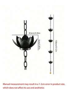 Thick Anti-Rust Drainage Chain, Replaceable Lotus Flower Rain Chain Cup, Drainage Downpipe, And Splitter Copper Lotus Rain Chain For Courtyard Decoration - Eaves Gutter Downspout Chain - Black - View 9