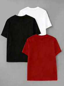 3件套青少年男童夏季户外篮球、度假洛杉矶、纽约印花运动休闲圆领短袖上衣 - 黑色 - 查看 2