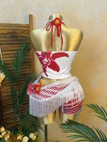 Glimmora 这款女士红色碎花二合一吊带背心性感十足，充满Y2K风格，适合海岛、海滩、度假、音乐节和派对等场合。 - 彩色 - 查看 2