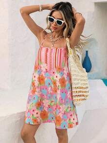 Vivid Eden 女士海鲜印花无袖连衣裙 - 粉色 - 查看 7