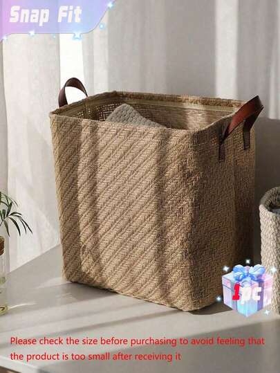 SHEIN 1pc Large Capacity Clothes Closet Storage Basket With Handle, Yellow Linen Foldable Storage Box For Storing Books, Snacks Or Toys Decor, Room Decorations, Decorations, Decor, Storage, Organizer Dress Pants Shoes Jeans Boots Skirt Laundry Hamper, Washing Basket Bathroom Organizer, Basket, Storage Basket, Foldable Laundry Basket