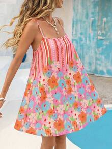 Vivid Eden 女士海鲜印花无袖连衣裙 - 粉色 - 查看 9