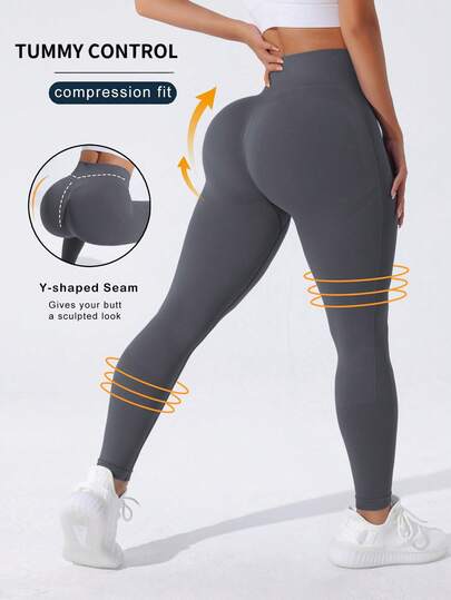 Rhythm Era Quần legging thể thao tập luyện không đường may, độ co giãn cao, màu đen, quần yoga bó sát.