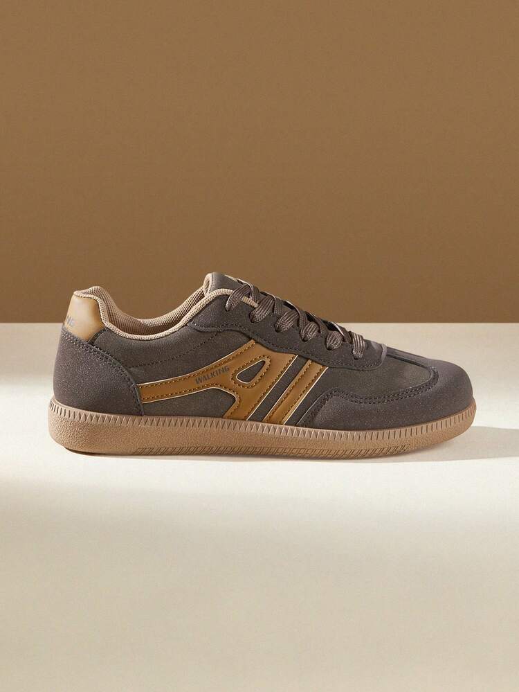 CUCCOO EASI Lazy Wind Retro German Training Shoes For Women, Coffee Brown Color Matching, Breathable Punching, Round Toe Flat Heel, Soft Sole Non-Slip, Niche Design Casual Shoes