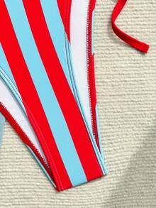 Swim Vcay 2025新款3件套女士随机印花三角比基尼上衣，网纱迷你裙，沙滩度假夏季比基尼套装 - 彩色 - 查看 4