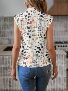 EMERY ROSE Women's Printed Cap Sleeve Casual Tank Top, Suitable For Summer - Multicolor - View 2