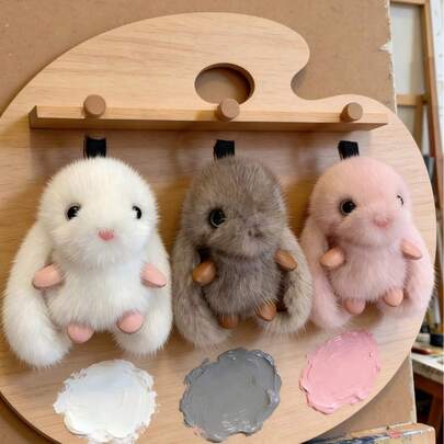 POKOJA LAND Bunny Keychain-Mink Soft Bunny Pendant, Superior Faux Fur Bunny Plush Doll, Bag Cute Accessories, Wallet Backpack Backpack Charm, Cute Birthday Gift For Ladies And Girls