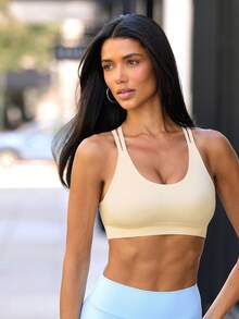 Denimoi Crisscross Back Sports Bra - White - View 2
