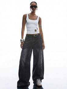 LYSMO 2026 New Arrival Embroidered Shell Trim Contrast Color Minimalist Sleeveless Vest, Suitable For Spring/Summer, Streetwear - White - View 5