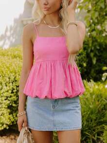 Coeurva 女士休闲浪漫优雅纯棉舒适吊带背心，适合度假和运动，春夏款 - 粉色 - 查看 3