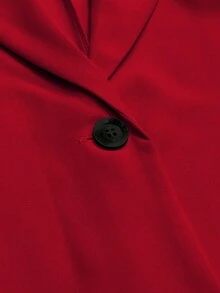 GlowEve CURVE 大码女式纯色缺角领单排扣休闲百搭通勤长袖西装外套 - 酒紅色 - 查看 4
