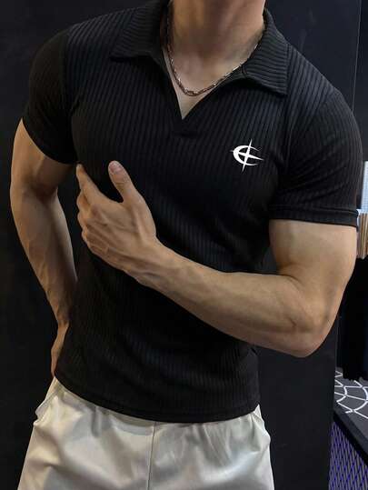 GymBeat 男士几何印花短袖运动Polo衫