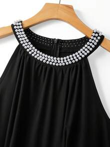 GlowEve CURVE Robe évasée élégante à col de perles pour femmes grandes tailles, pour le travail - Noir - Voir 8
