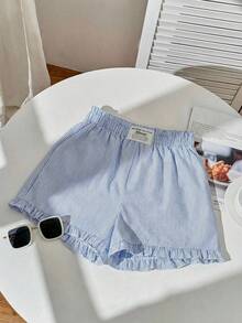 Comfortcana 3件套女士系带宽松休闲荷叶边刺绣短裤套装，纯色、条纹、拼接图案，适合日常通勤、约会、派对、秋冬夏、圣诞节、新年、感恩节、聚会、婚礼、海滩、毕业典礼、时尚、优雅、休闲、外出、约会、预订、通勤、闪亮、情人节、优雅、度假、休闲、Y2K、外出、毕业典礼等场合。 - 彩色 - 查看 7