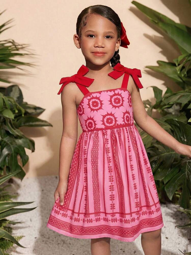 Travachic KIDS Váy hai dây xếp ly họa tiết hoa nhí cho bé gái - Màu Hồng baby - Xem 3