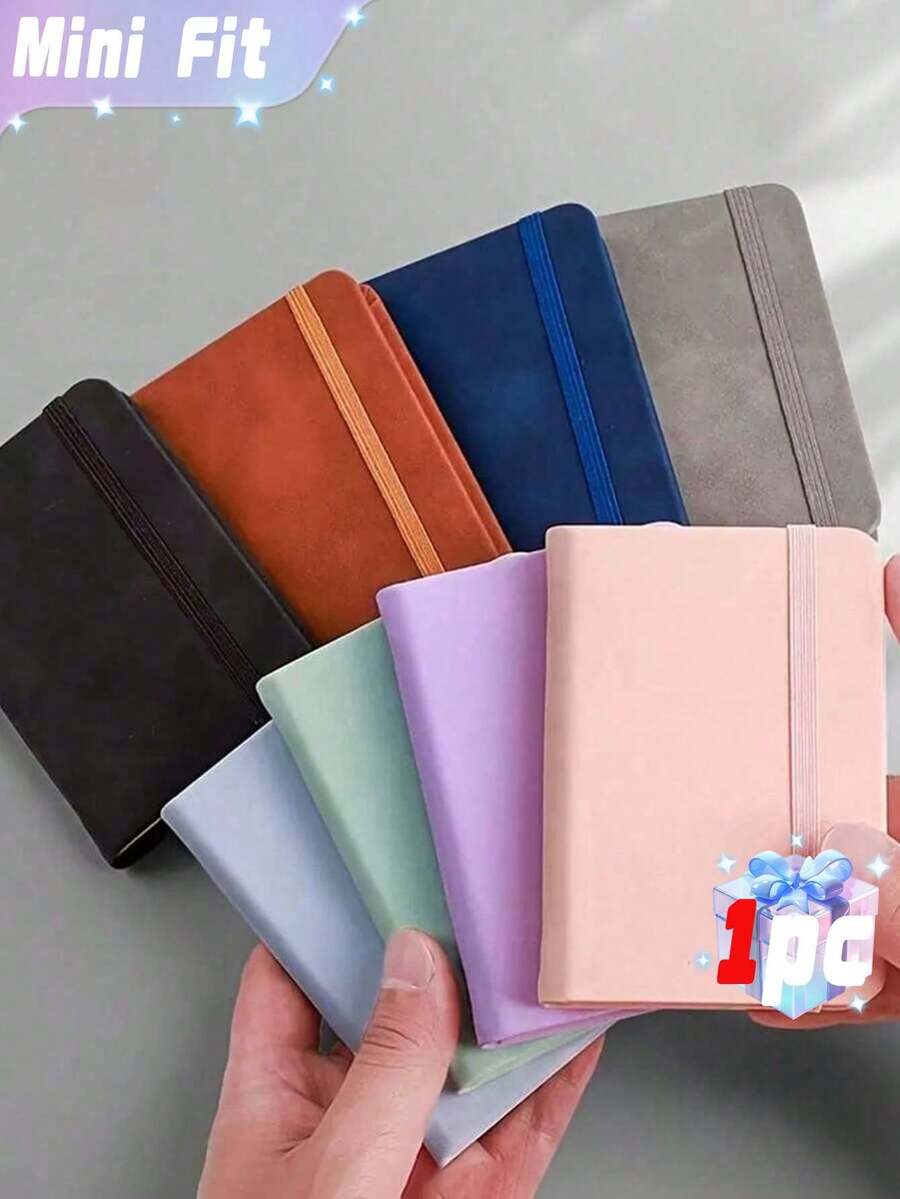 SHEIN 1 Sổ tay bỏ túi A7 nhỏ gọn - 200 trang có dòng kẻ, hoàn thiện mờ, Sổ tay nhật ký mini cầm tay nhiều màu có khóa kéo, tiện lợi để ghi chú khi di chuyển, Sổ tay mini