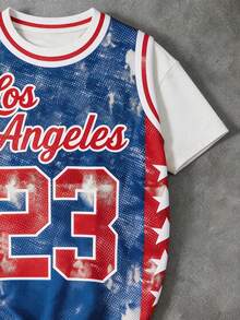 Aesthetic Post 男士撞色圆领字母印花休闲短袖T恤 - 彩色 - 查看 6