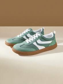 CUCCOO EASI Giày thể thao nữ màu be, kiểu dáng thường ngày, thích hợp cho dịp Giáng sinh. - Màu xanh lá cây nhạt - Xem 5