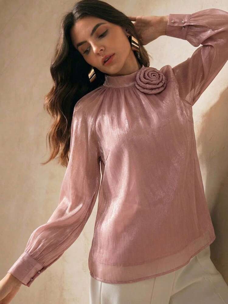 Women's Elegant Romantic 3D Floral Blouse