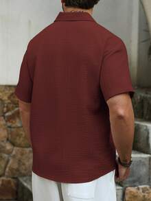 VENTUSAIL Men's Mature Casual Textured Shirt, Holiday - Redwood - View 2