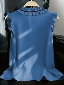 GlowEve CURVE Kemeja Wanita Kasual Musim Panas Tenun Ukuran Besar - Biru - View 2