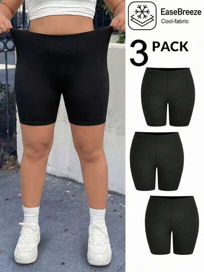 Muchica 3 件套黑色加大码短款紧身裤套装