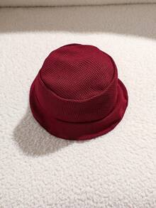 SHEIN Playful Pals 3件組男嬰夏季套裝 可愛酒紅色華夫格面料 2合1上衣短褲 & 帽子套裝 圓領 幼童服裝 適用於海灘戶外 & 度假 - 紅色 - 查看 7